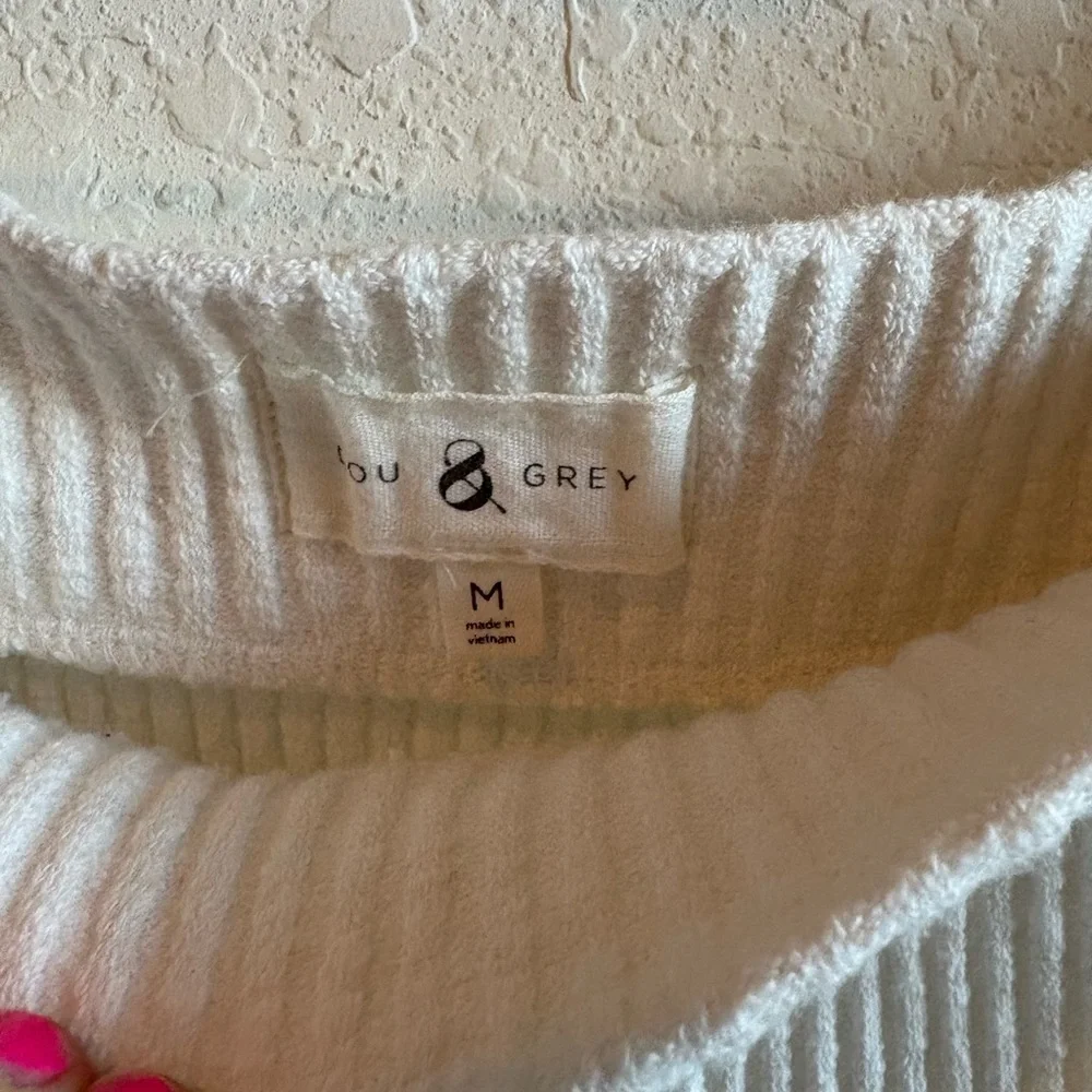 Lou & Grey Ribbed Cream Skirt Size Medium